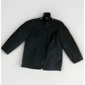 Flying Cross Men's Black Wool-Poly Blend Jacket Size 34 Regular Zip-Up Coat